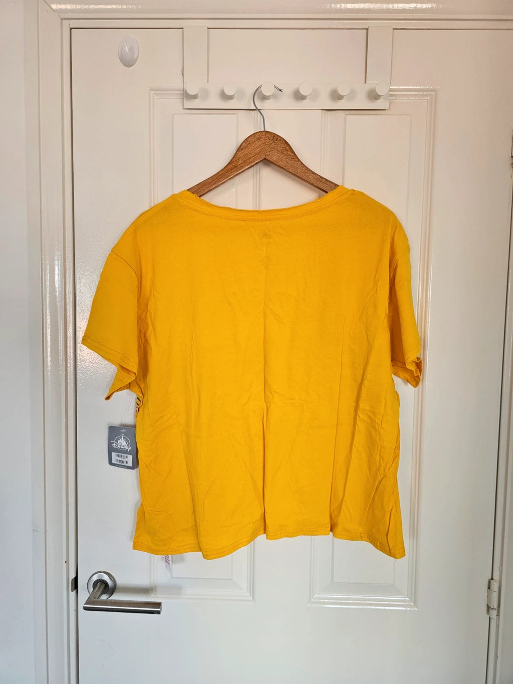 Disney women cotton yellow Lilo & Stitch movie T-shirt crop top length short sleeve casual tee XL/14