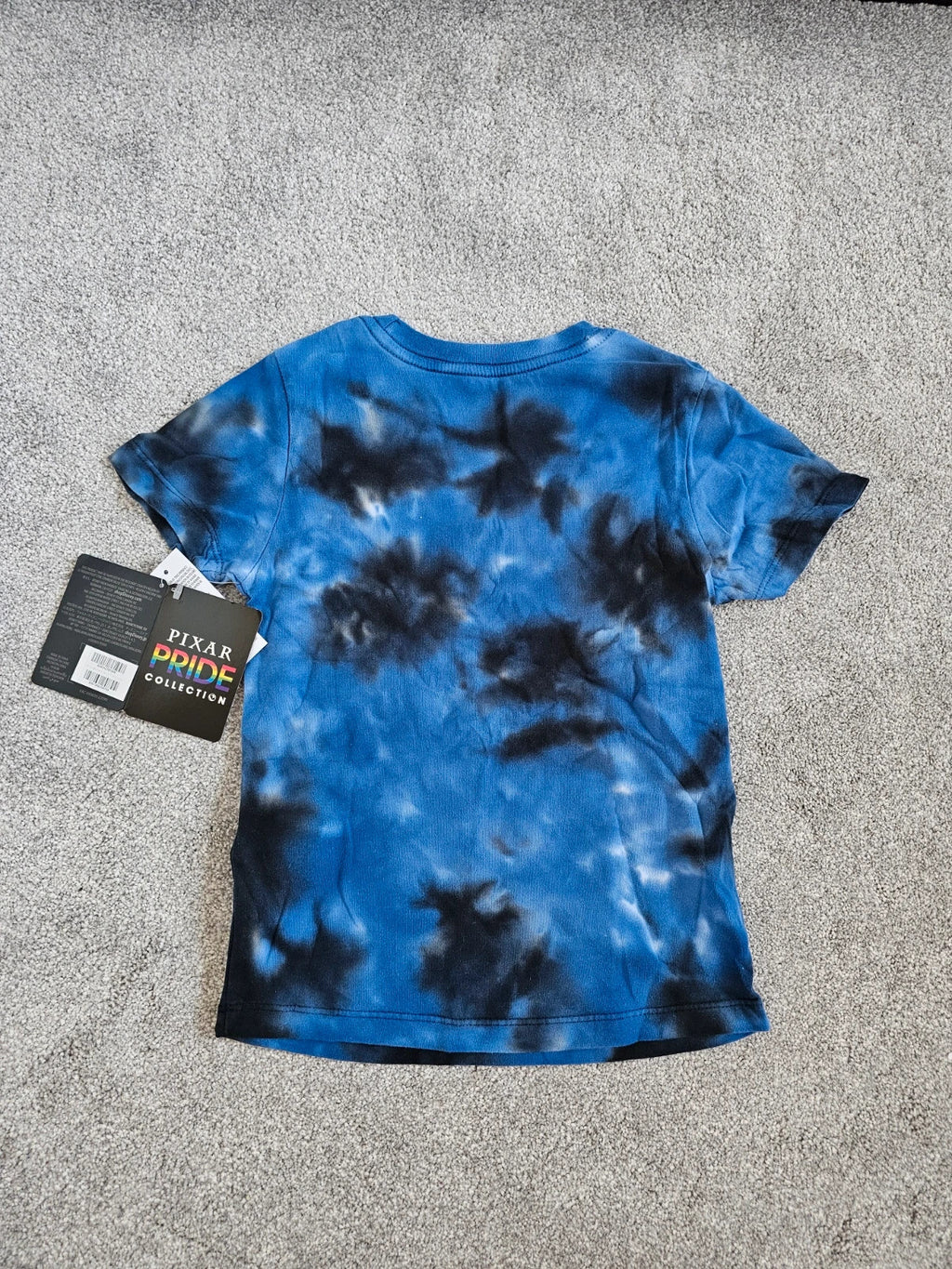 Disney kids boys 4y Pixar pride blue cotton T-shirt tie dye rainbow print t letter short sleeve top