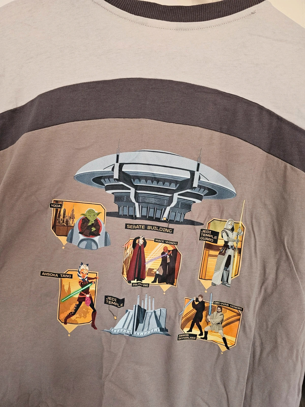 Disney Star Wars men long sleeve sweatshirt top Coruscant Yoda Yedi Ahsoka grey L