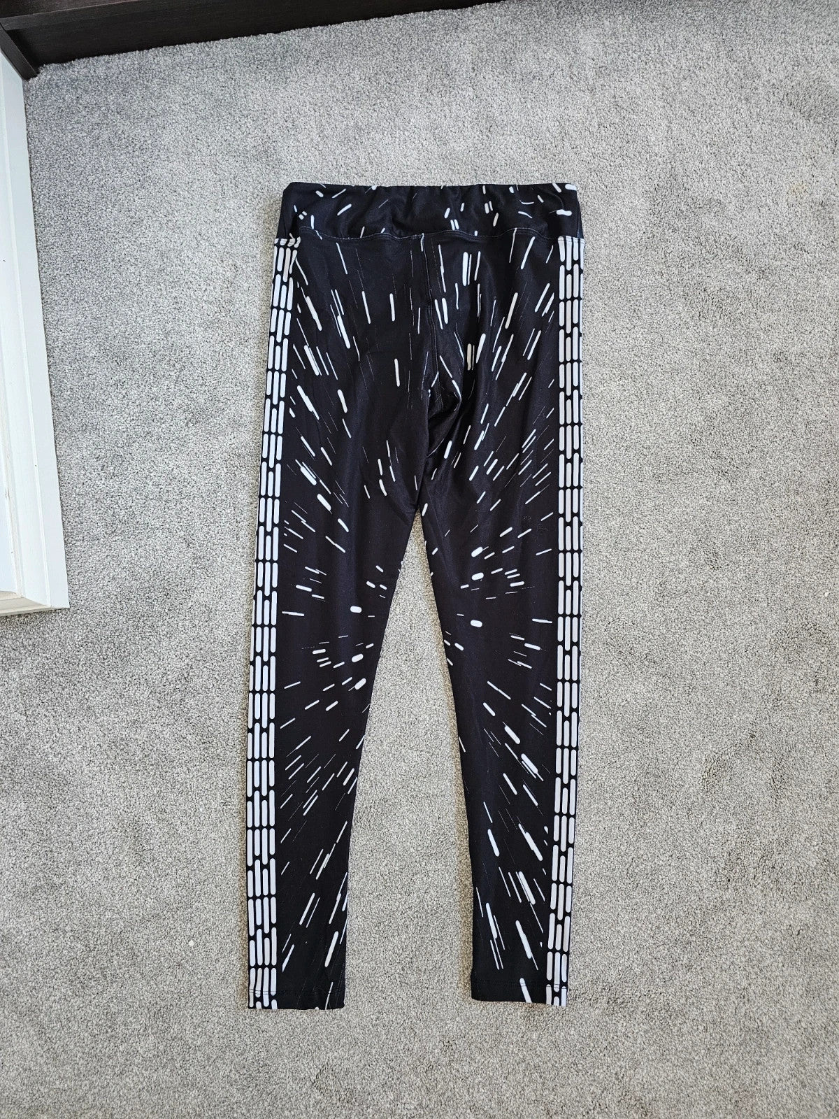 Disney women Star Wars black leggings galaxy light speed elastic waistband slim fit casual S/8