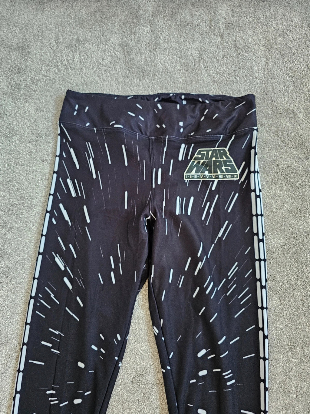 Disney women Star Wars black leggings galaxy light speed elastic waistband slim fit casual S/8