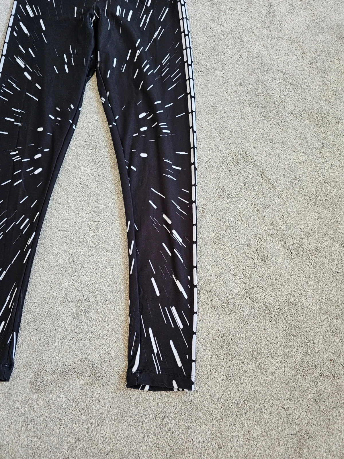 Disney women Star Wars black leggings galaxy light speed elastic waistband slim fit casual S/8