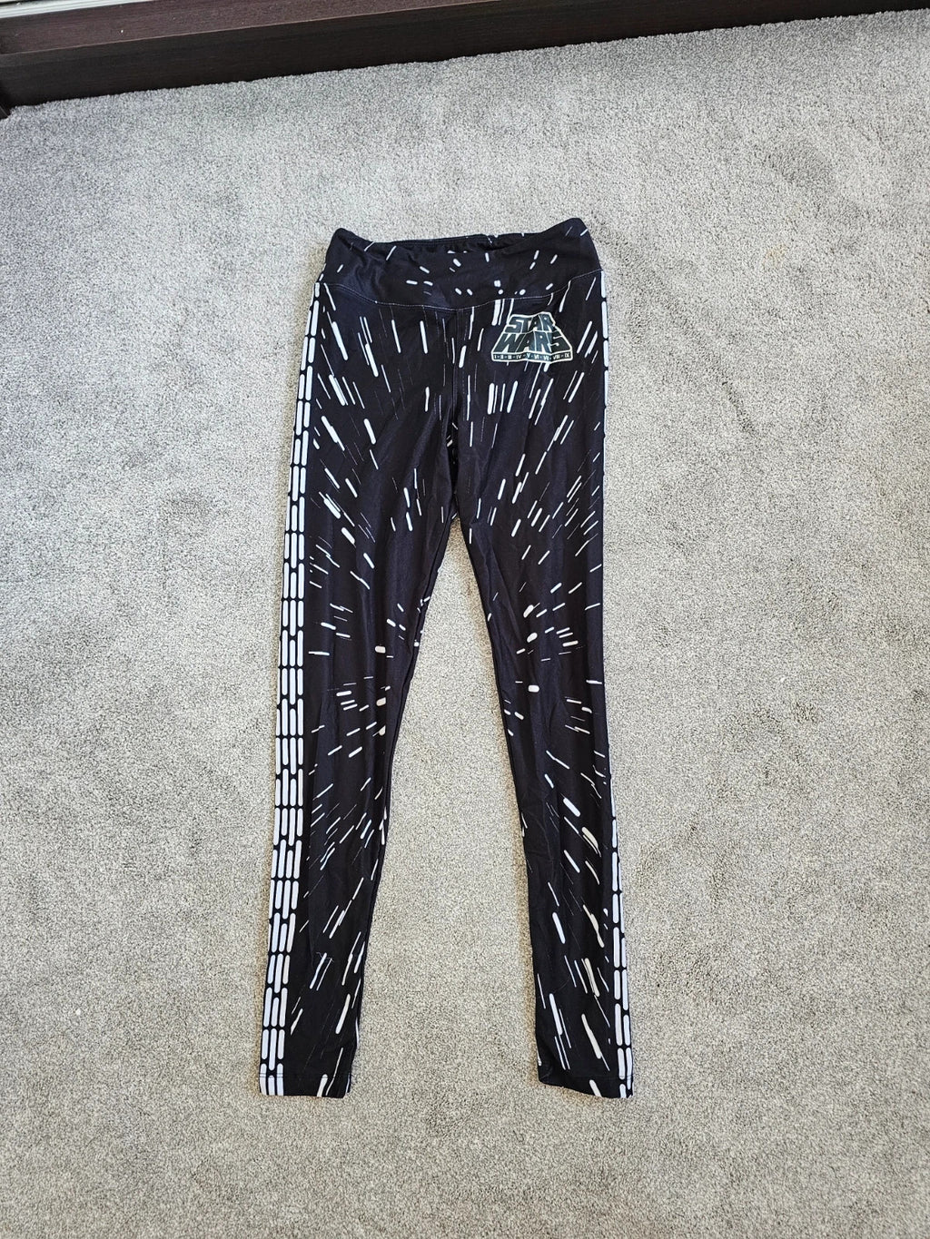 Disney women Star Wars black leggings galaxy light speed elastic waistband slim fit casual XS/6