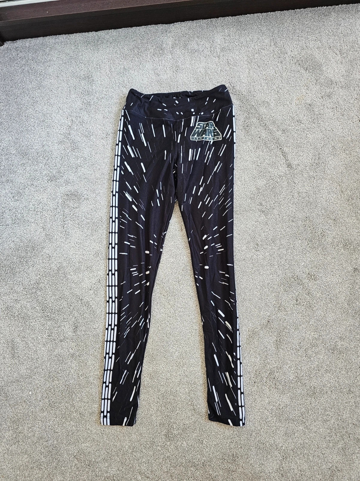 Disney women Star Wars black leggings galaxy light speed elastic waistband slim fit casual XS/6