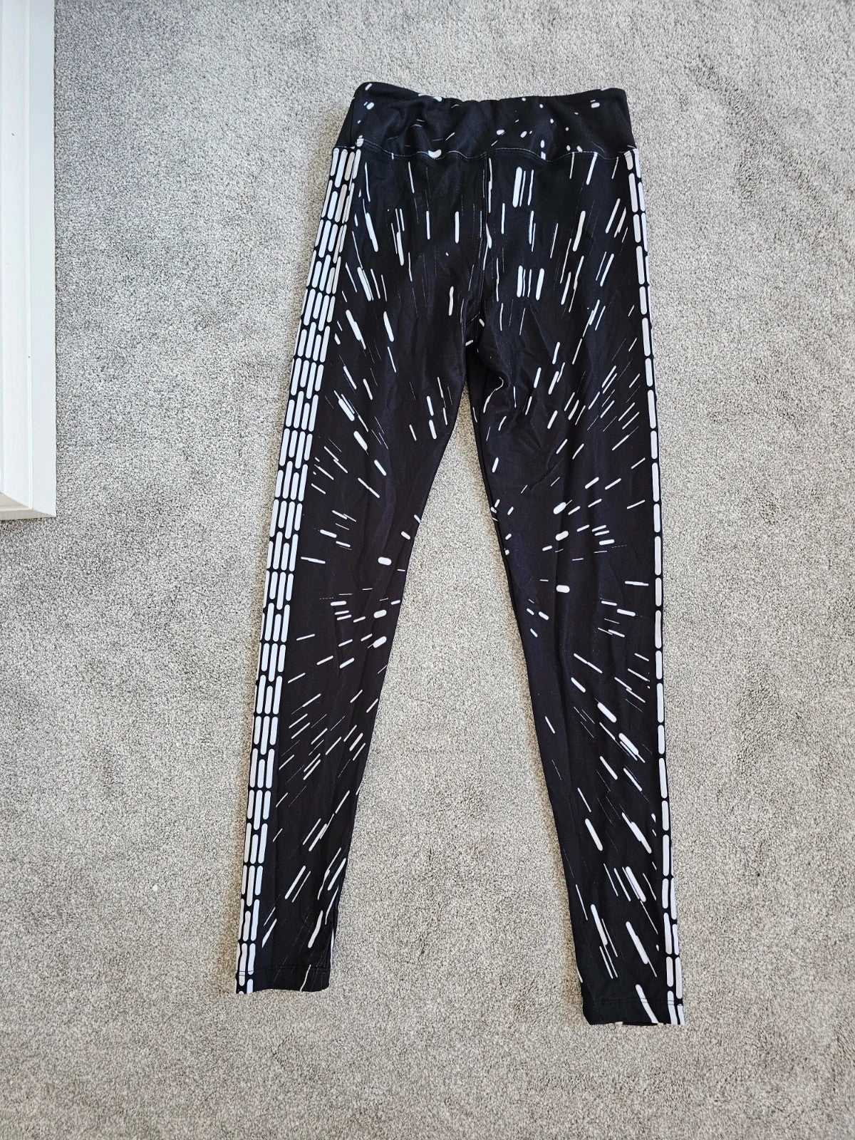 Disney women Star Wars black leggings galaxy light speed elastic waistband slim fit casual XS/6