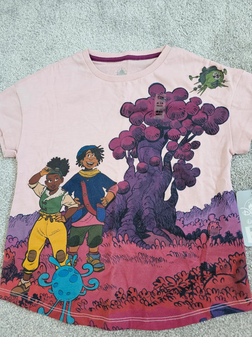 Disney kids girls 7/8y Strange World T-shirt Ethan Meridian Platsch cotton rich pink/purple top