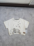 Disney kids girls 7/8y Star Wars cream/black short sleeve T-shirt Grogu baby Yoda cotton cropped
