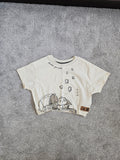 Disney kids girls 4y Star Wars cream/black short sleeve T-shirt Grogu baby Yoda cotton cropped