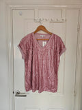 Bonmarche sequin front T-shirt short sleeve V-neck top elegant smart casual pink 2XL/16