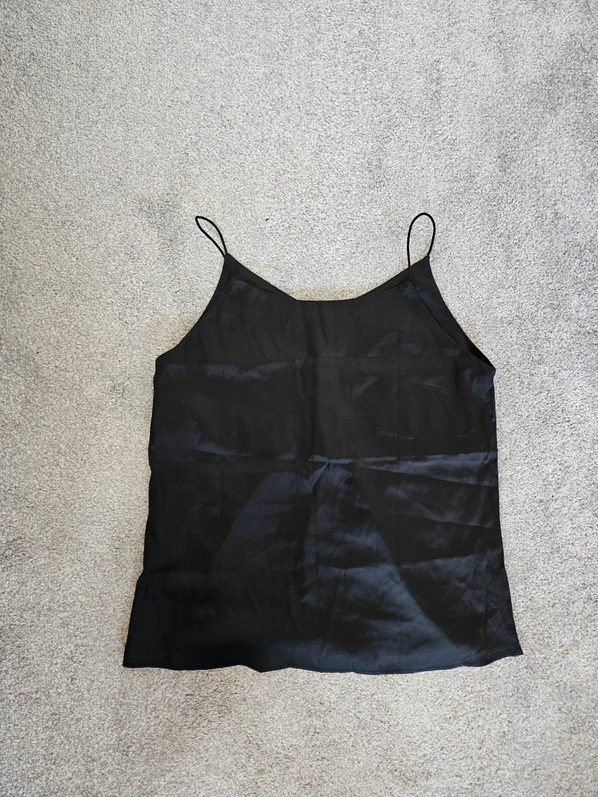 Generic women black classic cami top sleeveless satin round neck basic M/10