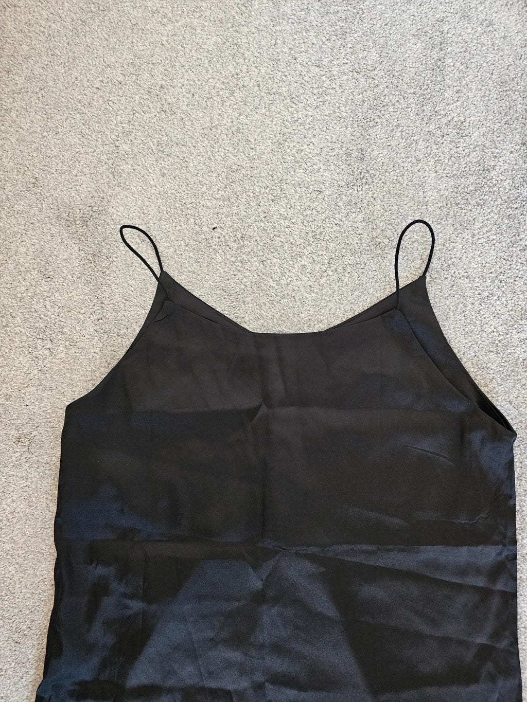 Generic women black classic cami top sleeveless satin round neck basic M/10