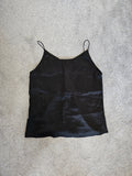 Generic women black classic cami top sleeveless satin round neck basic M/10