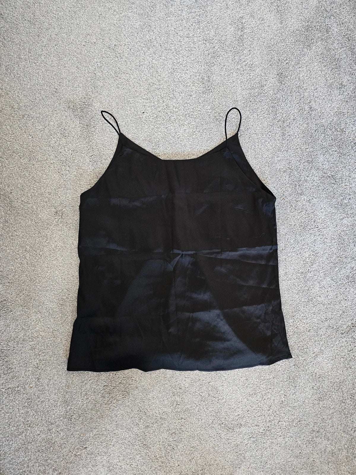 Generic women black classic cami top sleeveless satin round neck basic M/10