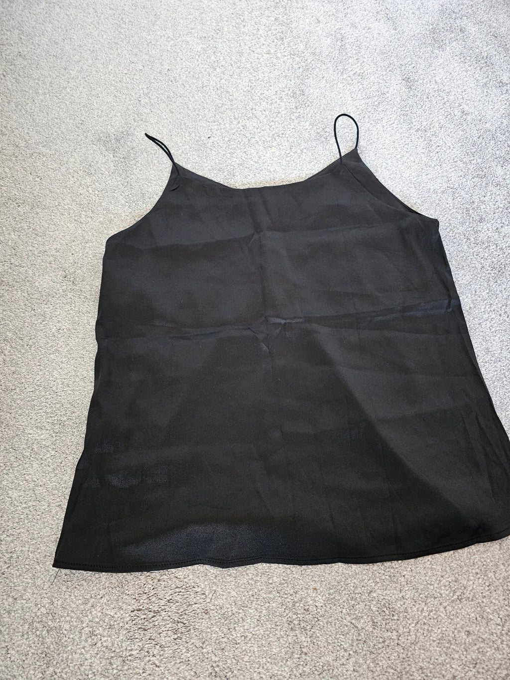 Generic women black classic cami top sleeveless satin round neck basic M/10