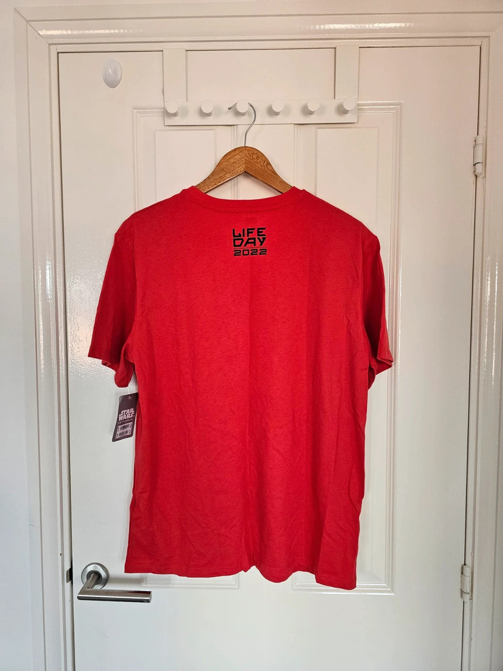 Disney Star Wars red short sleeve T-shirt Wookiee Life Day cotton rich casual tee unisex M