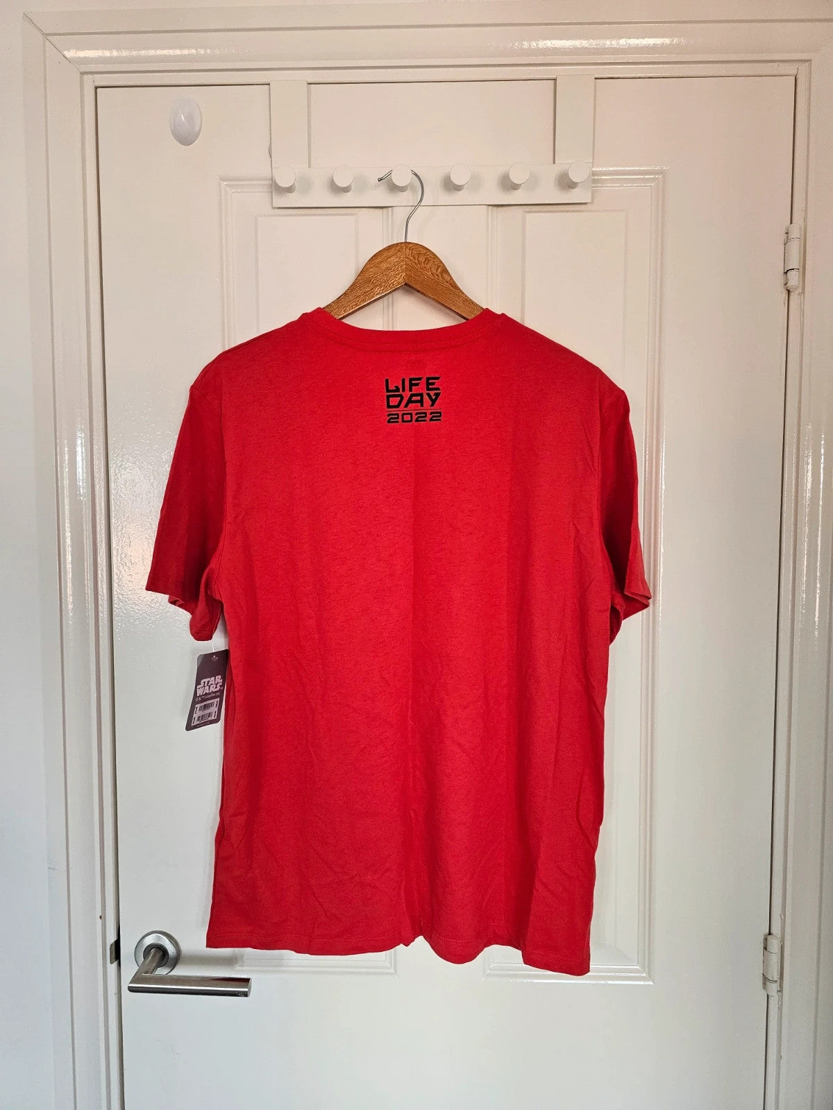 Disney Star Wars red short sleeve T-shirt Wookiee Life Day cotton rich casual tee unisex M