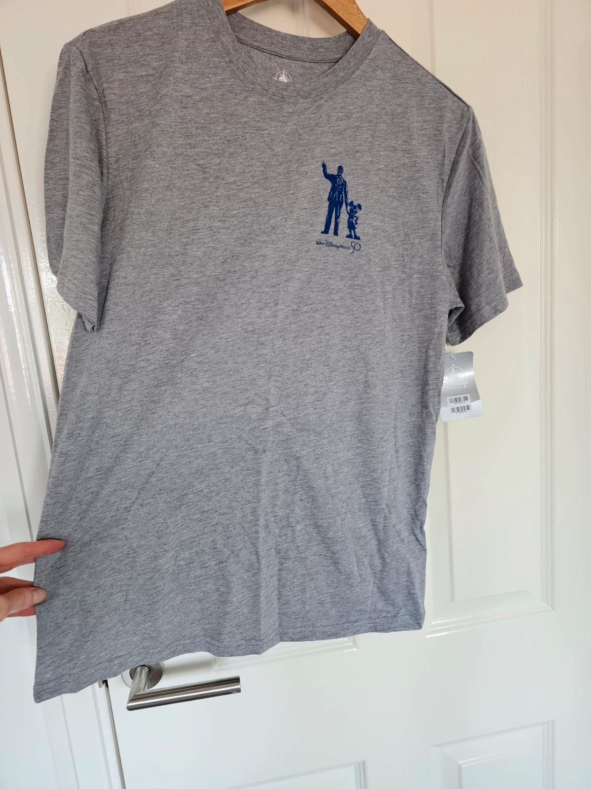 Disney 50th anniversary Walt Partners Mickey T-shirt short sleeve cotton mix unisex tee grey XS