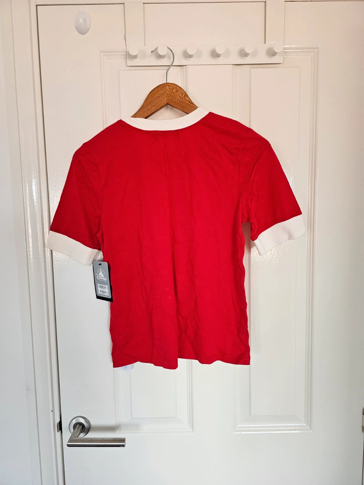 Disney Toy Story My World Revolves Around Pizza ringer T-shirt women cotton tee red/white S/8