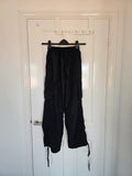Shein women black boyfriend trousers wide straight leg lightweight pants casual M/10
