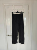 Shein women wide straight leg textured trousers drawstring loose summer pants black M/10