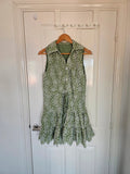 Shein Maija women embroidered floral mini dress sleeveless V-neck boho summer green/white L/12