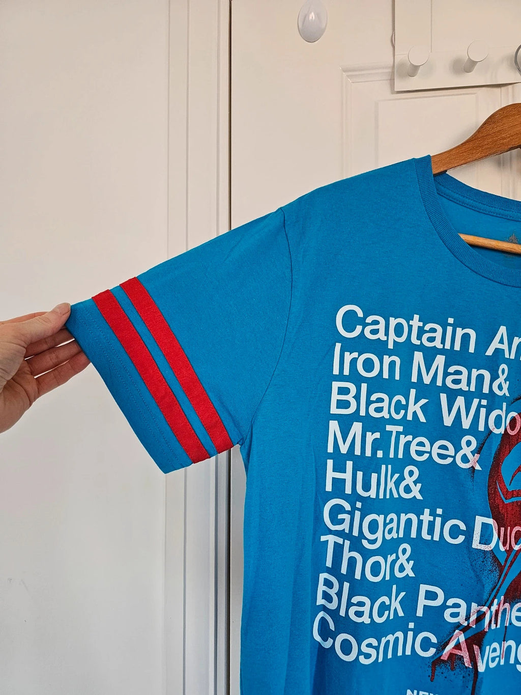 Disney Avengercon New Jersey Capitan America T-shirt men short sleeve cotton mix casual tee blue L