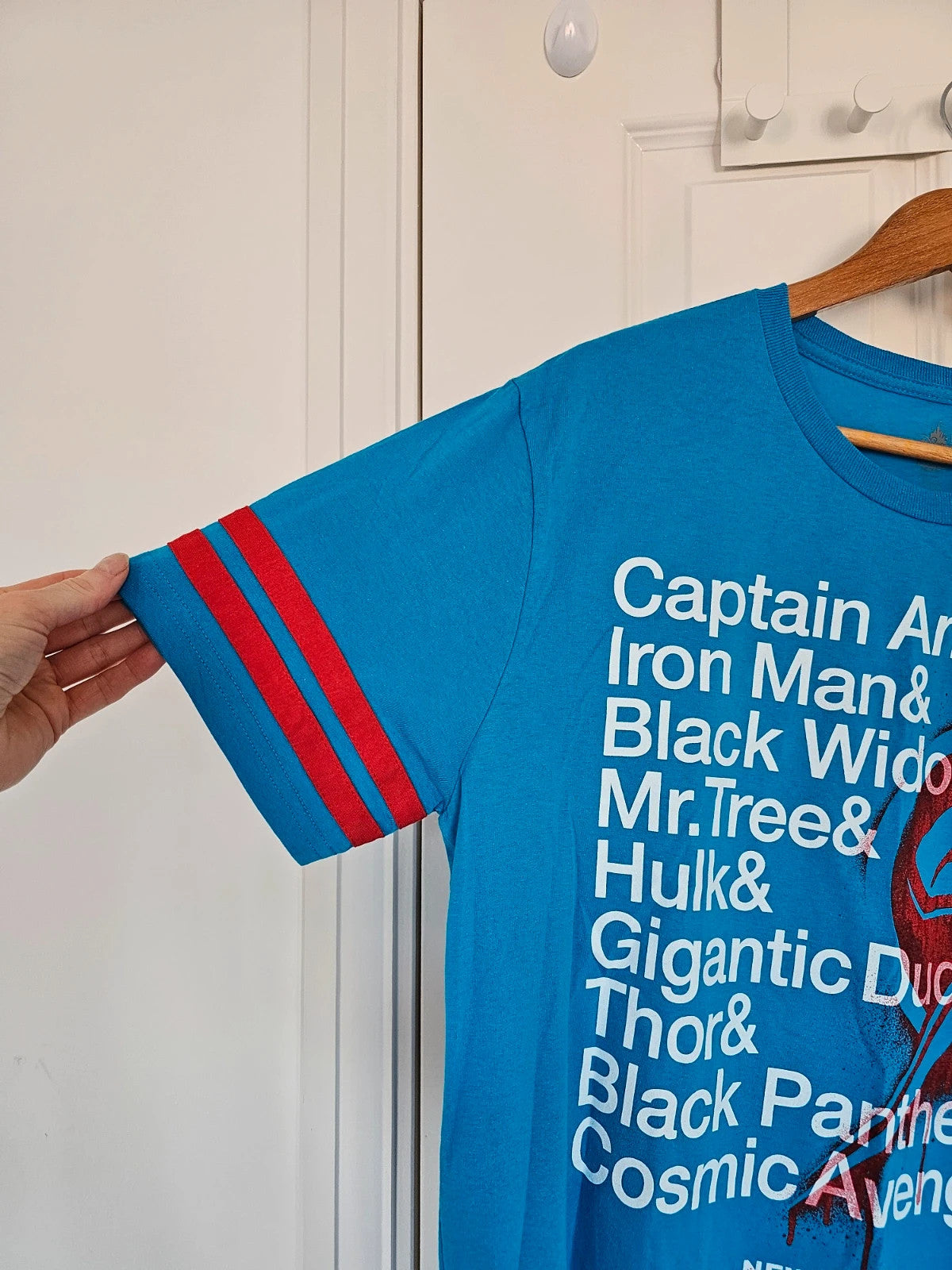 Disney Avengercon New Jersey Capitan America T-shirt men short sleeve cotton mix casual tee blue L
