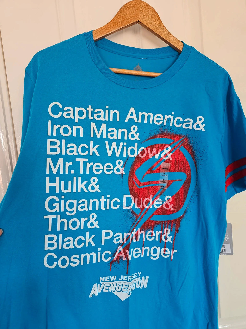 Disney Avengercon New Jersey Capitan America T-shirt men short sleeve cotton mix casual tee blue L