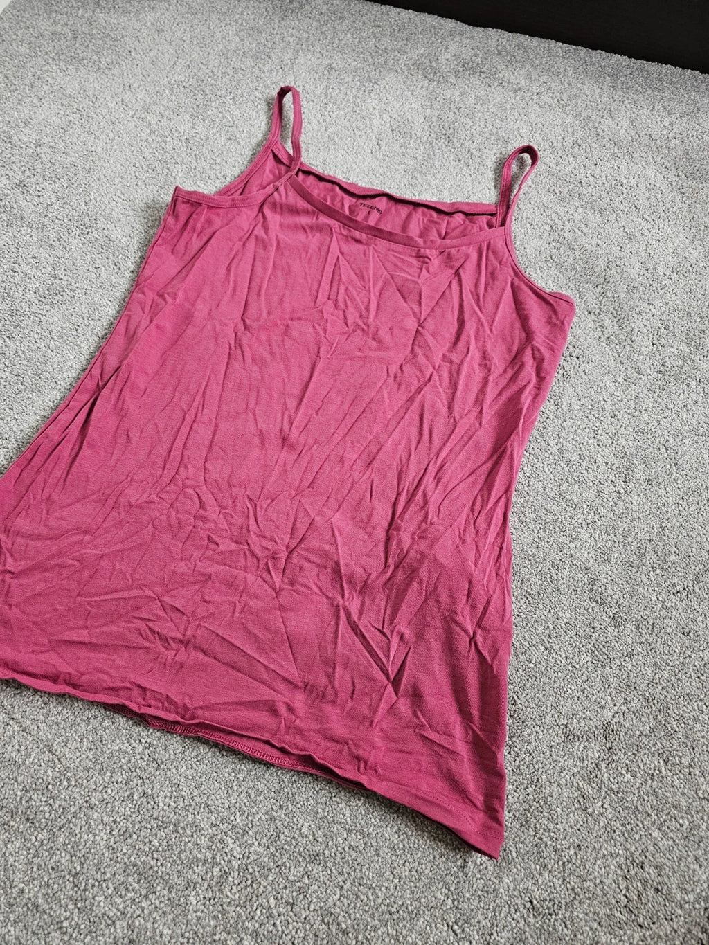 Tenezis sleeveless cotton stretch camisole top women round neck straps casual pink L/12