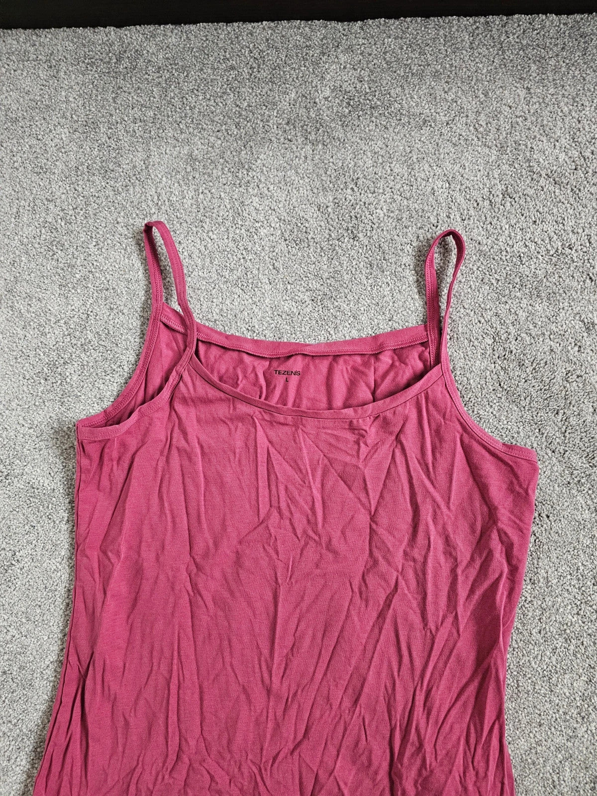 Tenezis sleeveless cotton stretch camisole top women round neck straps casual pink L/12