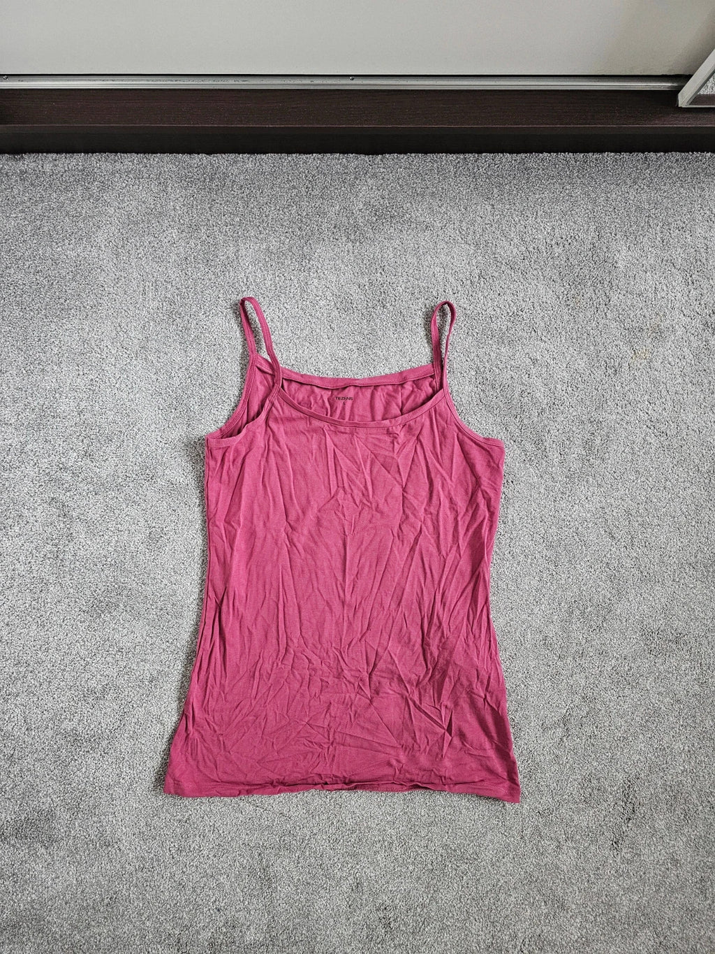Tenezis sleeveless cotton stretch camisole top women round neck straps casual pink L/12