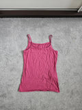 Tenezis sleeveless cotton stretch camisole top women round neck straps casual pink L/12