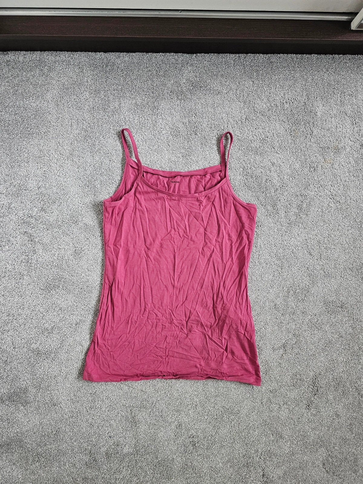 Tenezis sleeveless cotton stretch camisole top women round neck straps casual pink L/12