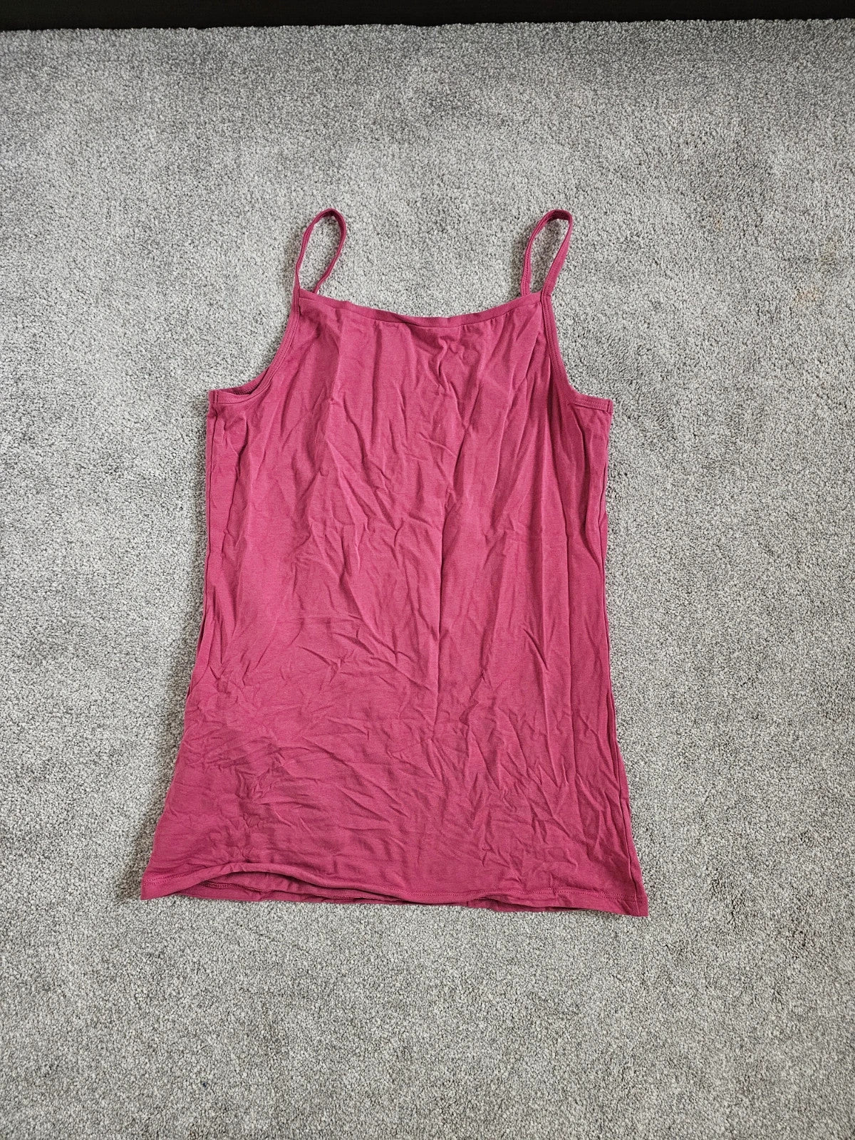 Tenezis sleeveless cotton stretch camisole top women round neck straps casual pink L/12
