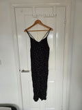 Topshop polka dot double straps jumpsuit women wide straight leg V-neck black/orange 2XL/16