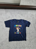 Gildan kids boys girls 8y blue birthday T-shirt cotton Booom I am 8 print short sleeve top navy