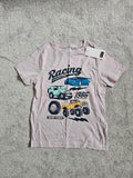 F&F kids boys 7/8y racing truck print T-shirt cotton short sleeve tee casual purple/blue