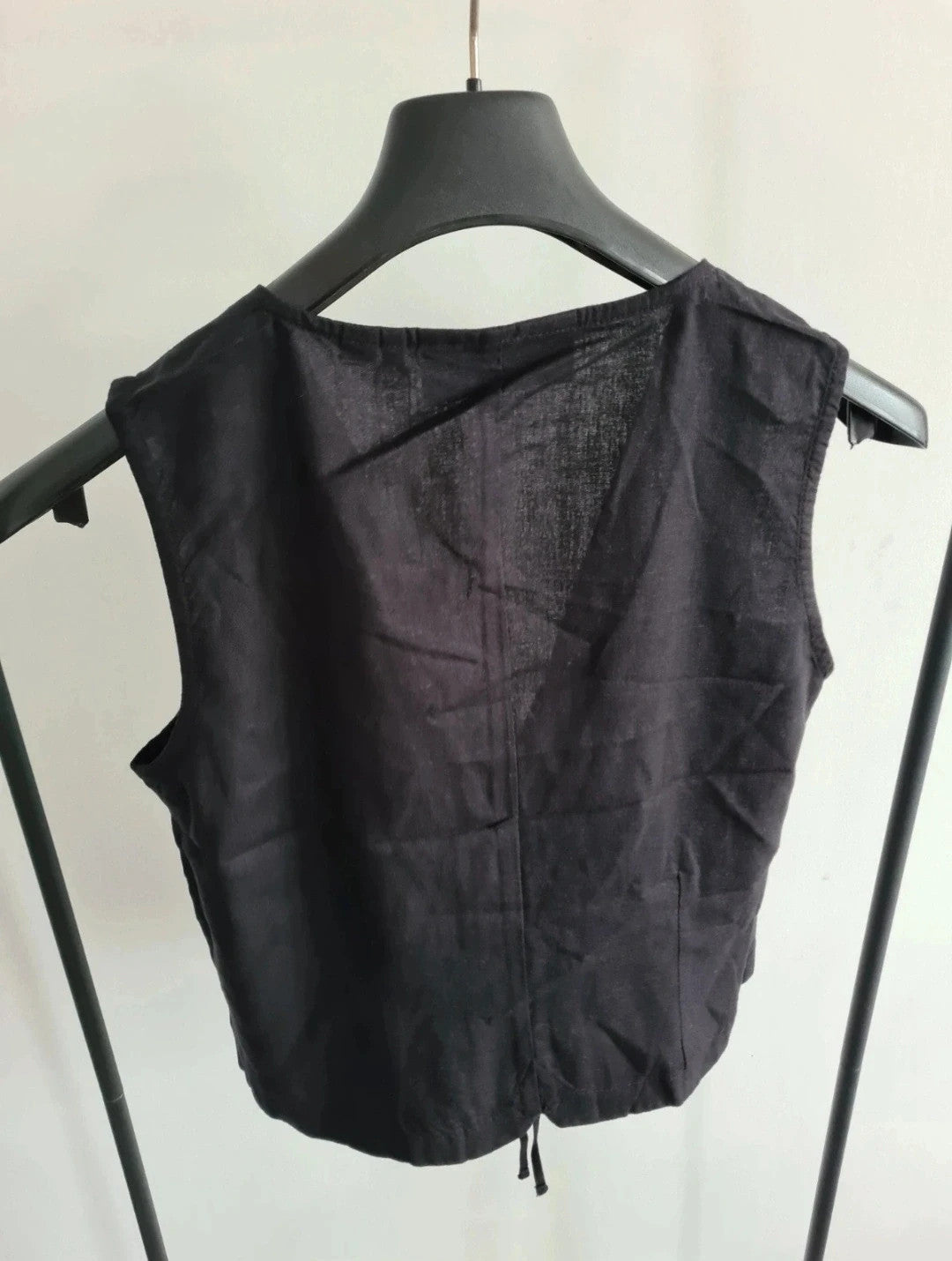 JJXX women breeze summer sleeveless vest top linen blend tie up waistcoat tank top black M/UK10