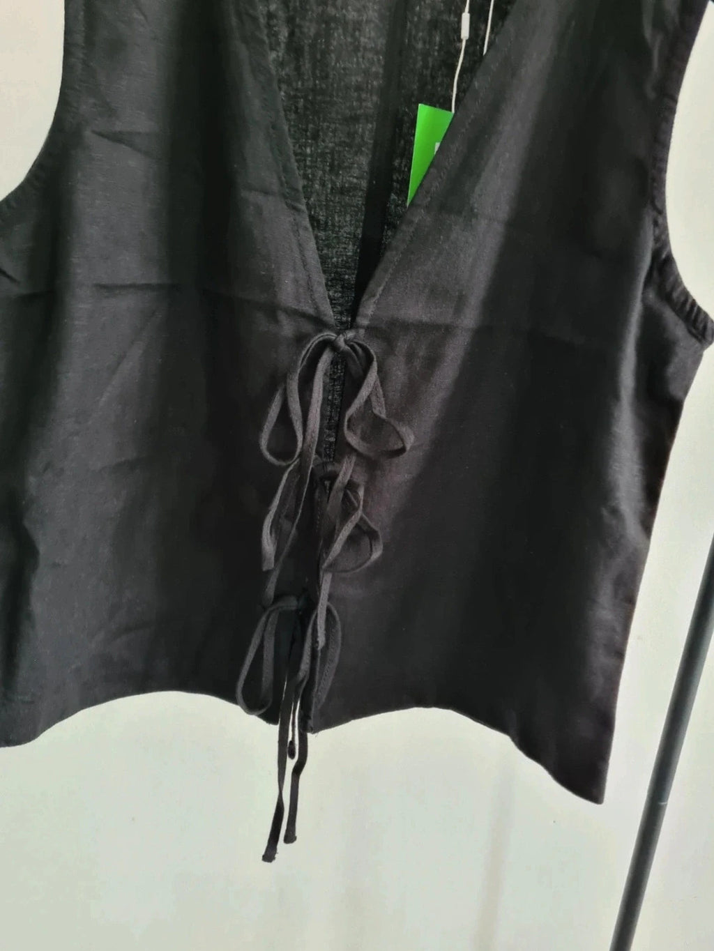 JJXX women breeze summer sleeveless vest top linen blend tie up waistcoat tank top black M/UK10