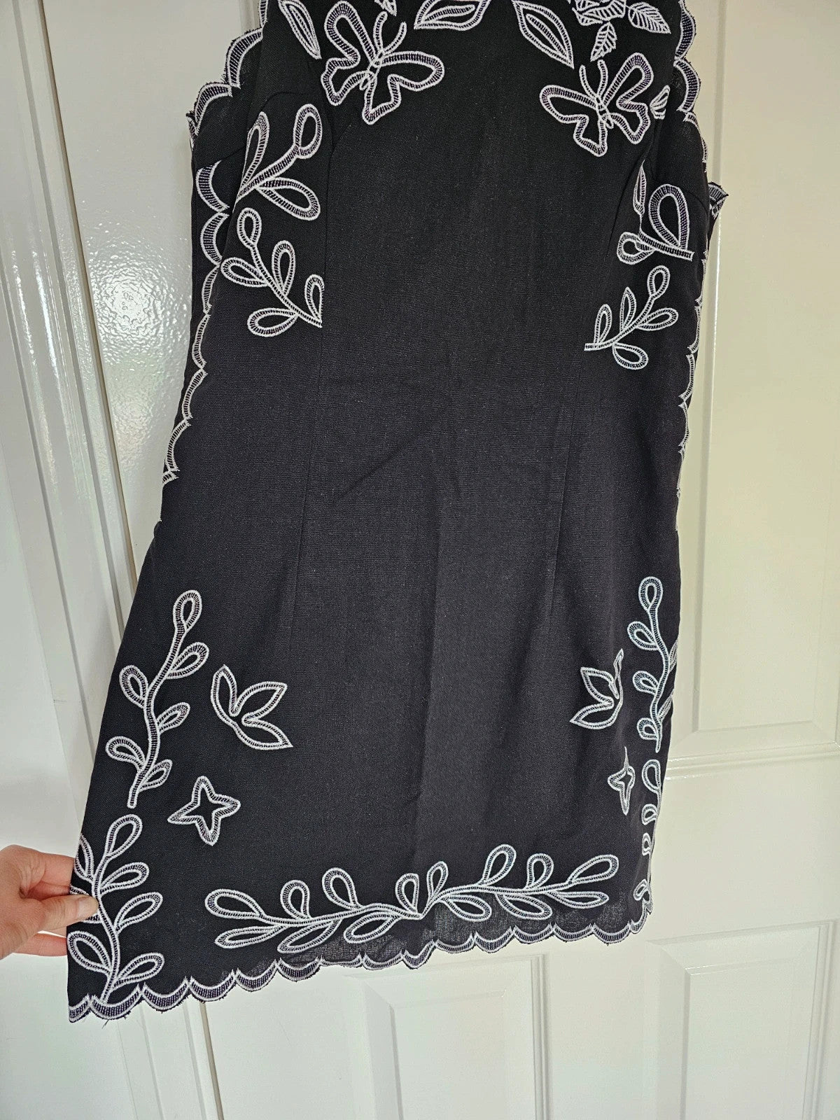 Shein rose butterfly sleeveless mini dress women linien blend embroidered casual black/white M/10