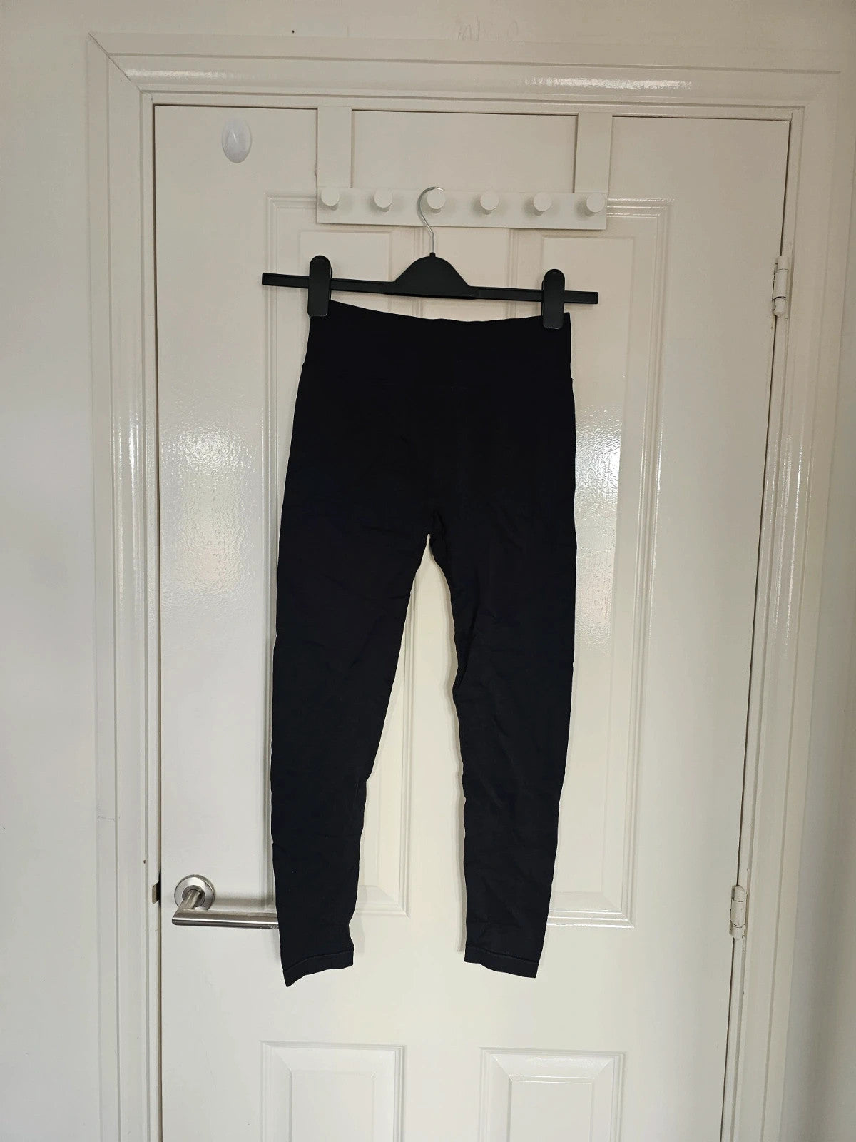 Generic seamless push up yoga leggings women sport scrunch stretchy rib waist black M/10