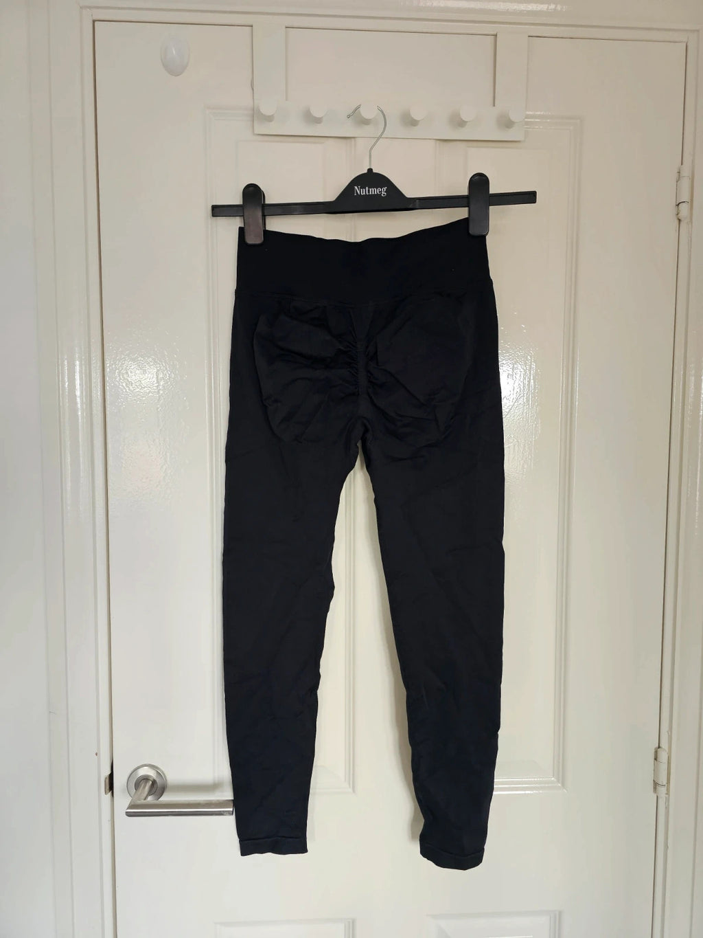 Generic seamless push up yoga leggings women sport scrunch stretchy rib waist black M/10