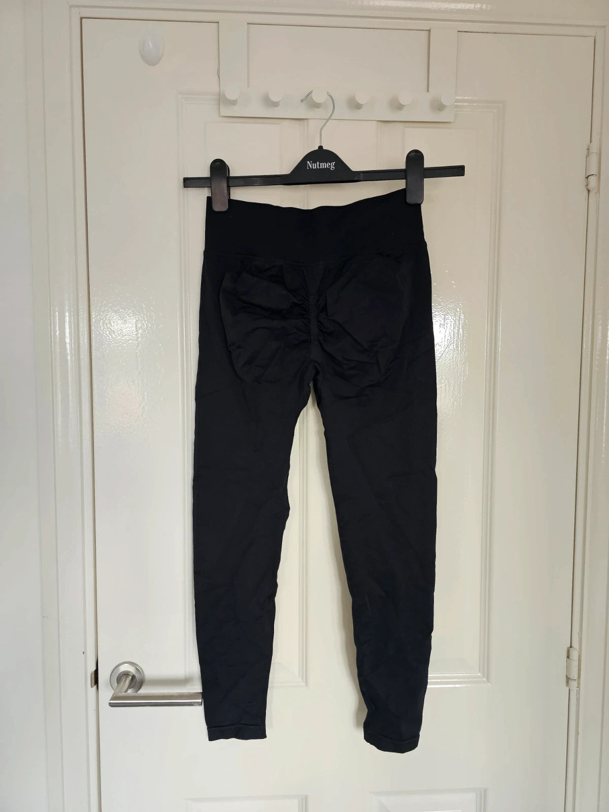Generic seamless push up yoga leggings women sport scrunch stretchy rib waist black M/10