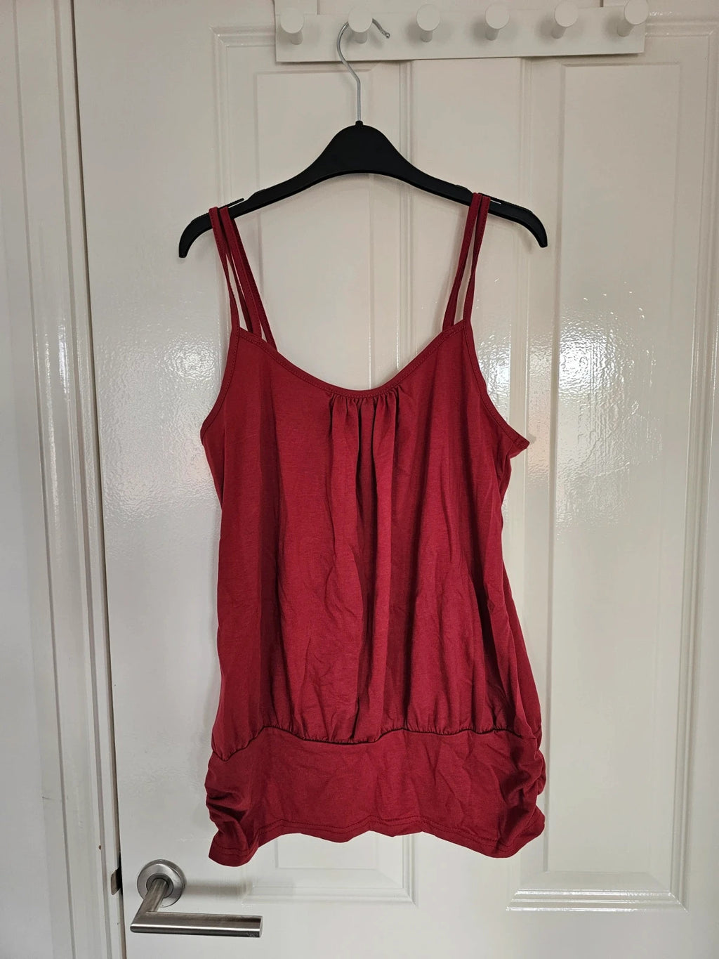 Shein 2pcs double straps tank tops women sleeveless cotton touch summer casual black/red M/10