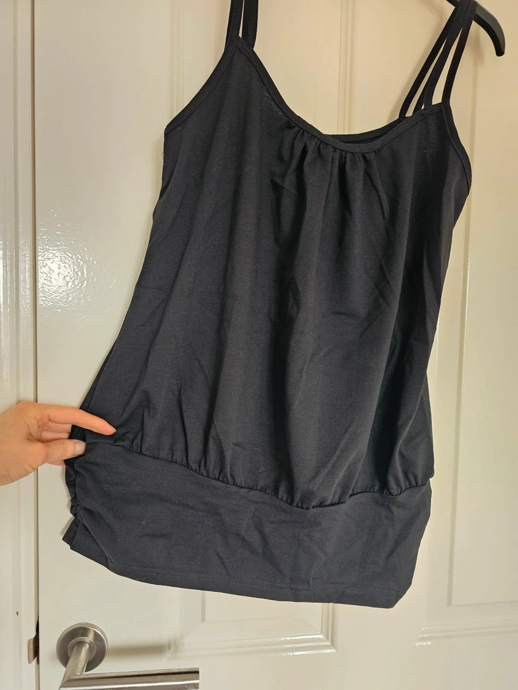 Shein 2pcs double straps tank tops women sleeveless cotton touch summer casual black/red M/10