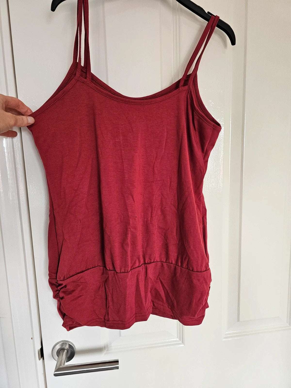 Shein 2pcs double straps tank tops women sleeveless cotton touch summer casual black/red M/10