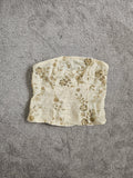 Shein sequin embellished bandeau top women off shoulder corset zip side backless cream/gold M/10