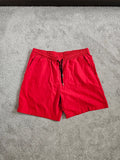 Manfinity men red sport shorts elastic waist pockets gym activewear L