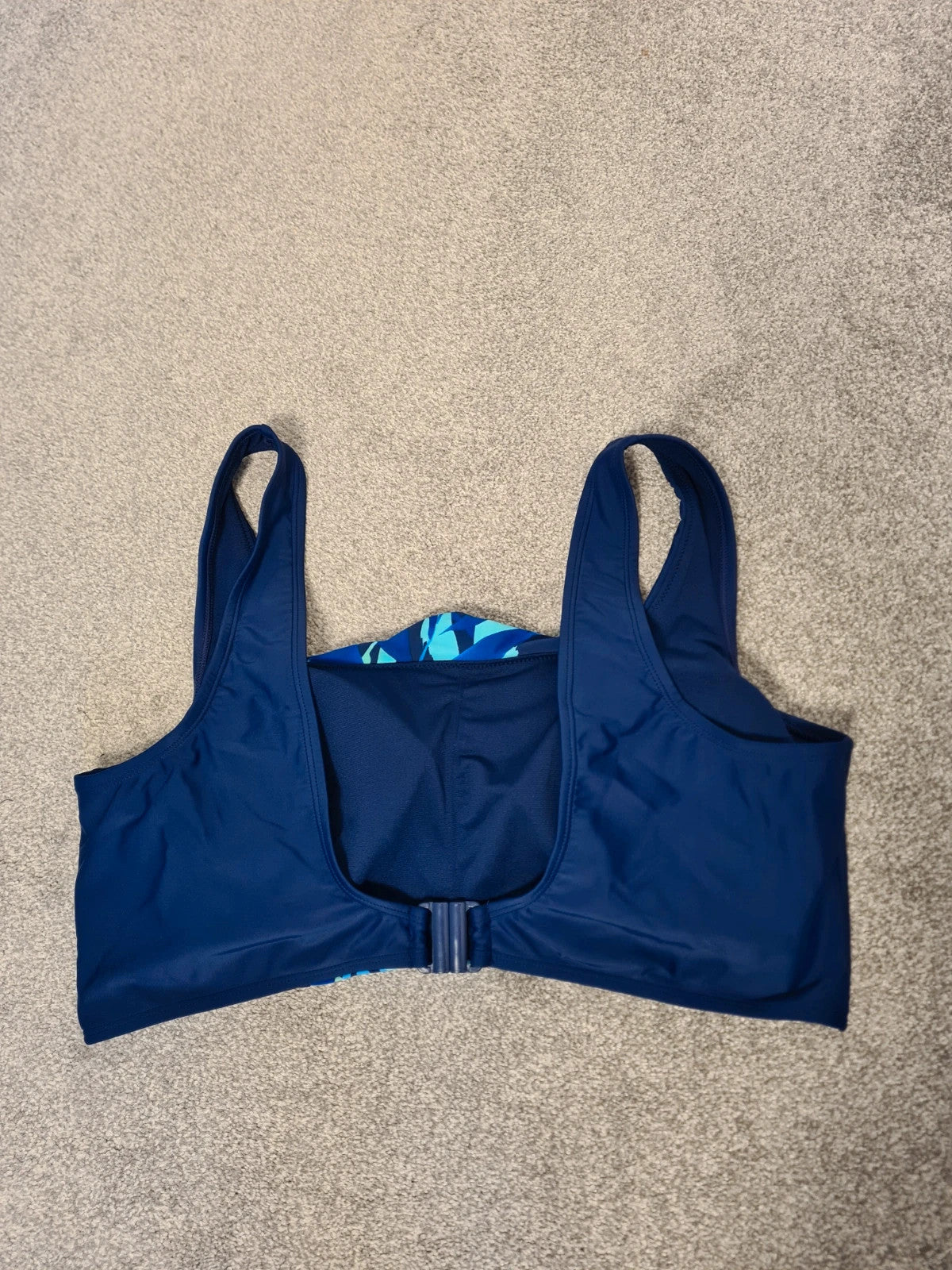 JD Williams leaf print square neck bikini top women non padded beach pool plus size navy 4XL/20