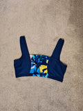 JD Williams leaf print square neck bikini top women non padded beach pool plus size navy 4XL/20